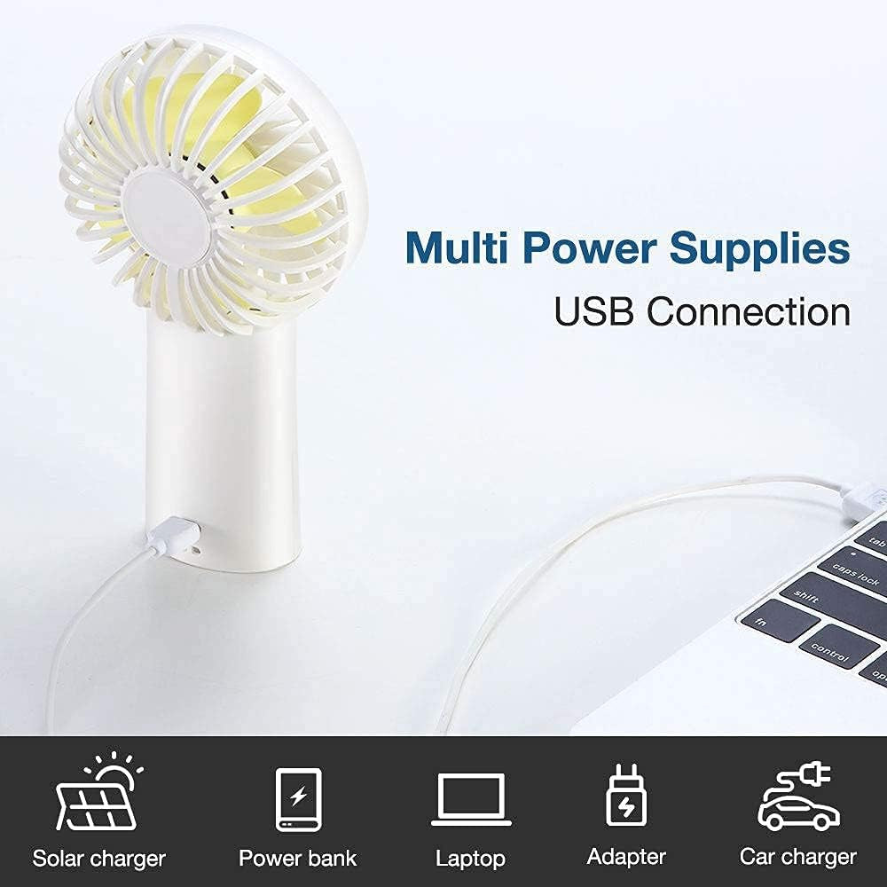 Handheld Fan [20H Max Cooling Time] 4000Mah USB Rechargeable, Battery Operated Portable Fan with 3 Speeds for Travel/Makeup/Office-White