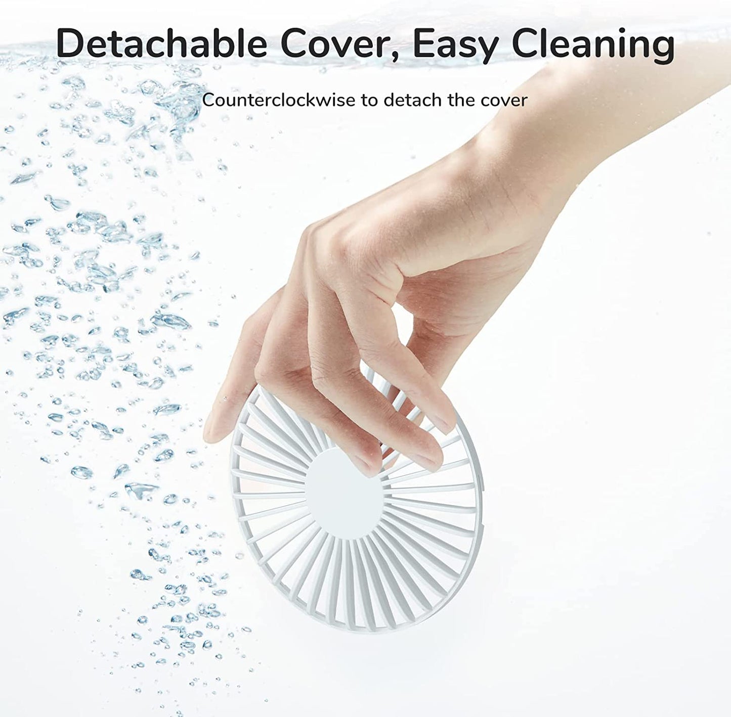 Handheld Fan [20H Max Cooling Time] 4000Mah USB Rechargeable, Battery Operated Portable Fan with 3 Speeds for Travel/Makeup/Office-White
